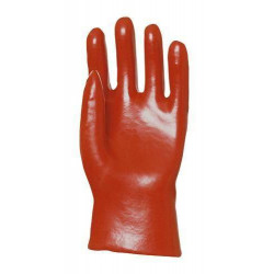 Lot 10 paires de gants PVC rouge enduit, modèle standard, 27 cm