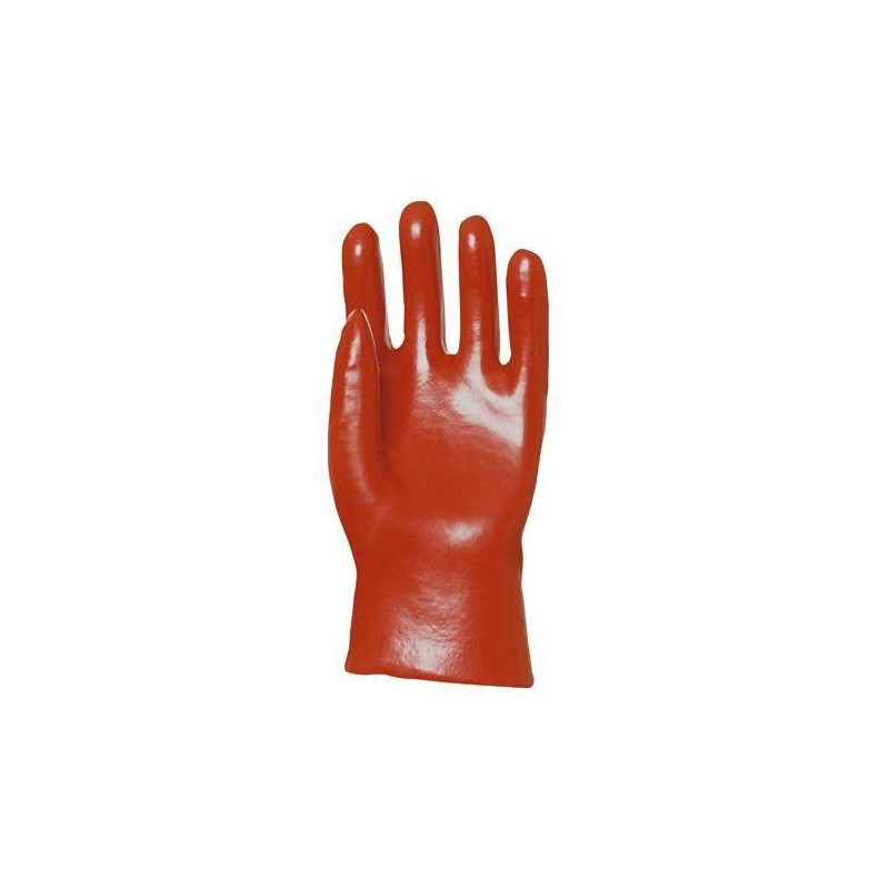 Lot 10 paires de gants PVC rouge enduit, modèle standard, 27 cm