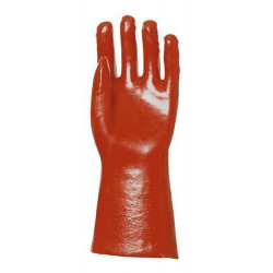 Lot 10 paires de gants PVC rouge enduit, modèle standard, 36 cm