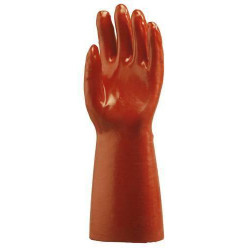 Lot 10 paires de gants PVC rouge enduit, modèle standard, 40 cm
