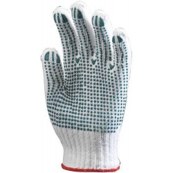 Lot 12 paires de gants polyester / coton tricoté avec picots sur 1 face