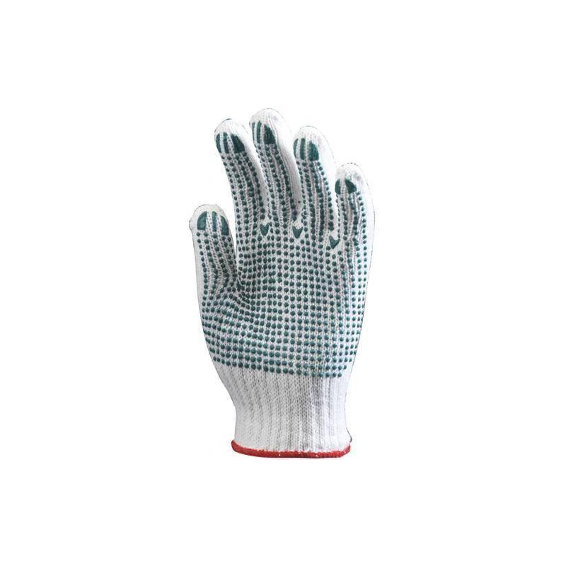 Lot 12 paires de gants polyester / coton tricoté avec picots sur 1 face