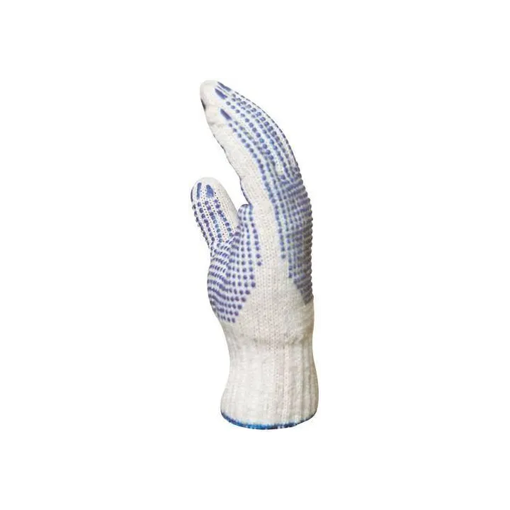 Lot 12 paires de gants polyester / coton tricot&eacute; avec picots rouges sur les 2 faces