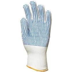 Lot 10 paires de gants polyamide tricoté, picots bleus 2 faces