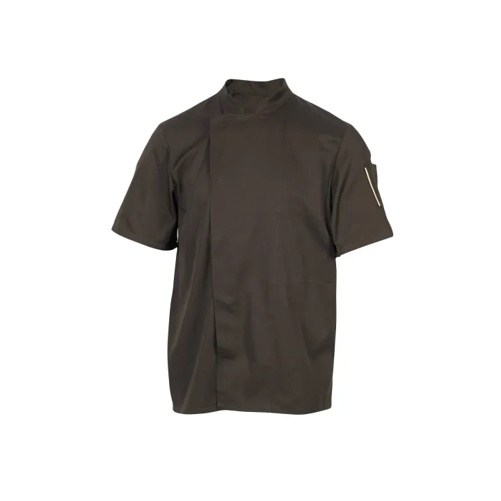 Veste de cuisinier mixte couleur NERO manches courtes ROBUR Moka
