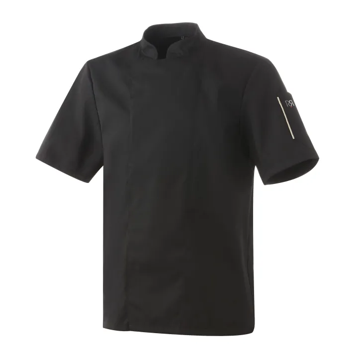 Veste de cuisinier mixte couleur NERO manches courtes ROBUR Noir
