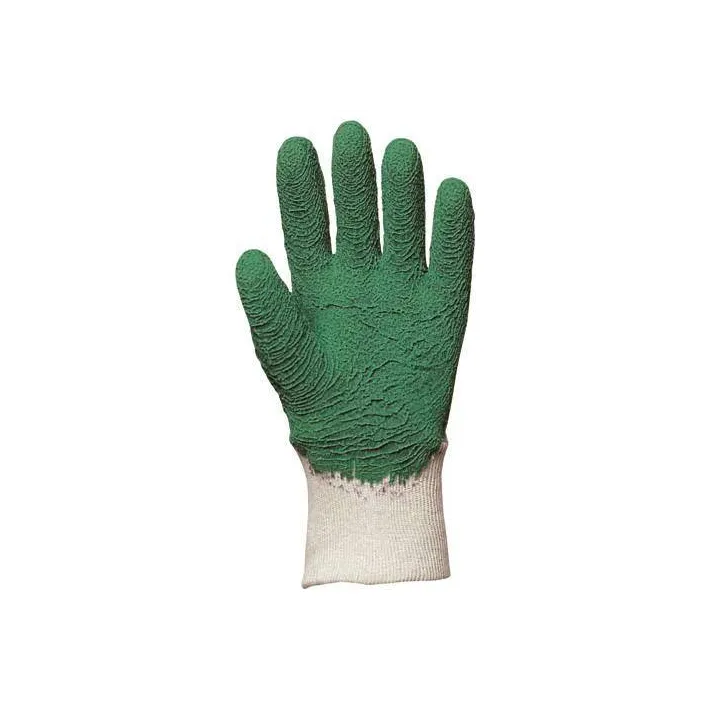 Lot 12 paires de gants latex jardin cr&ecirc;p&eacute; vert EUROTEHCNIQUE qual. sup.