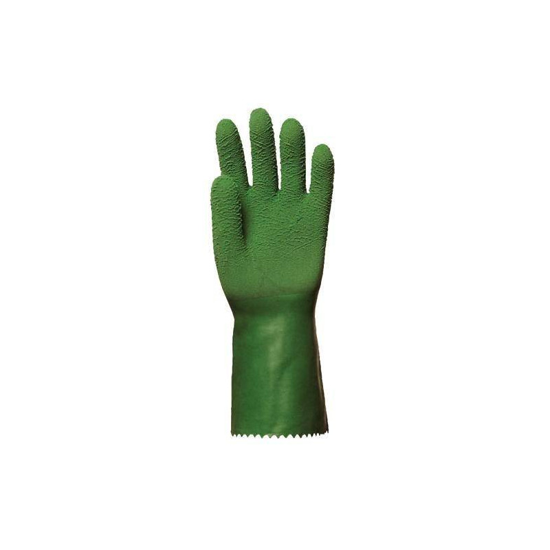 Lot 10 paires de gants latex crêpé vert standard 32 cm