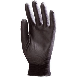 Lot 10 paires de gants polyamide noir, paume enduit PU noir