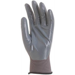 Lot 10 paires de gants polyamide gris, paume enduit Nitrile gris