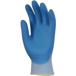 Lot 10 paires de gants nylon bleu clair paume enduit nitrile mousse