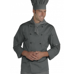 Veste de cuisine homme manches longues ROMA grise