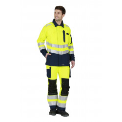 Pantalon de travail haute visibilité poches genoux ROADY jaune/marine