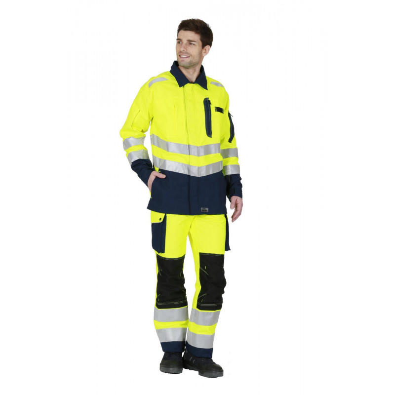 Pantalon de travail haute visibilité poches genoux ROADY jaune/marine Pantalon de travail haute visibilité poches genoux ROADY jaune/marine