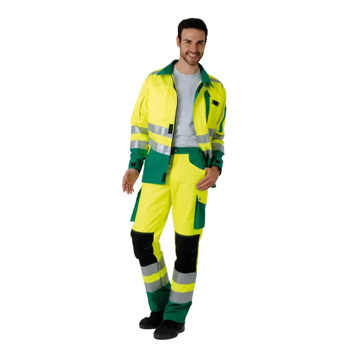 Pantalon de travail haute visibilit&eacute; poches genoux ROADY jaune/vert
