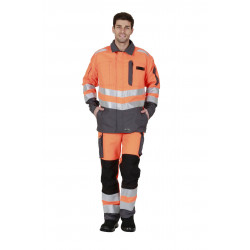 Pantalon de travail haute visibilité poches genoux ROADY orange/gris
