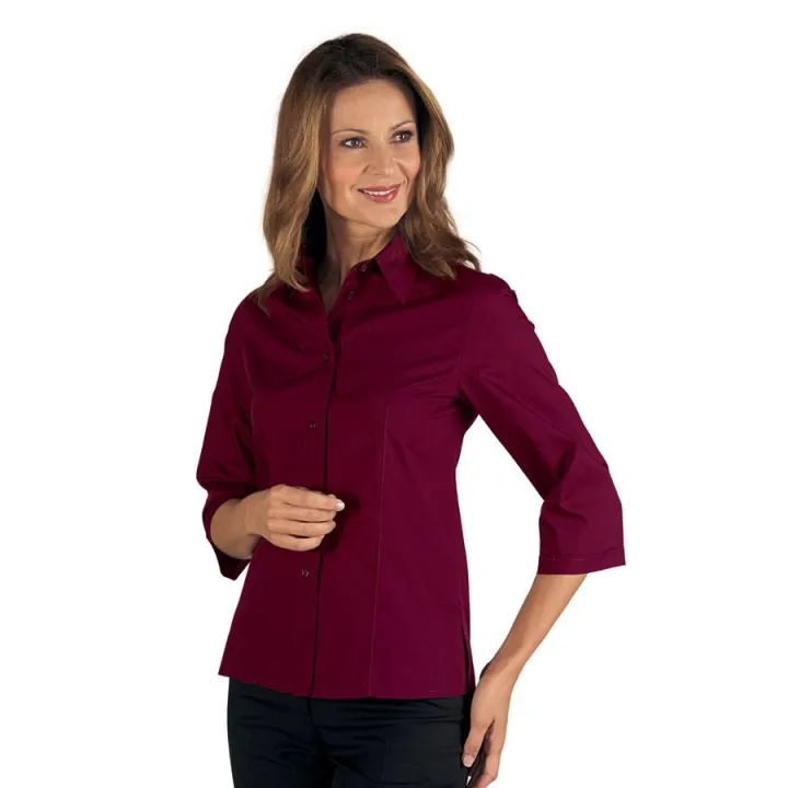 Chemise de service KYOTO manches 3/4 Bordeaux