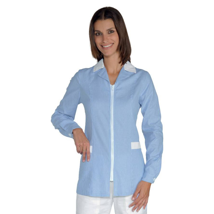 Tunique m&eacute;dicale femme manches longues BARCELLONA Ray&eacute; bleu
