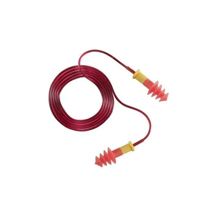 Bouchons antibruit r&eacute;utilisables, TPR cordon rouge (150 paires)