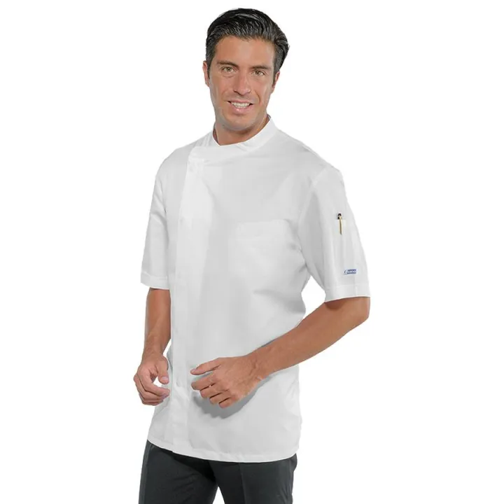 Veste de cuisine homme en polyester &agrave; manches courtes YOKOHAMA
