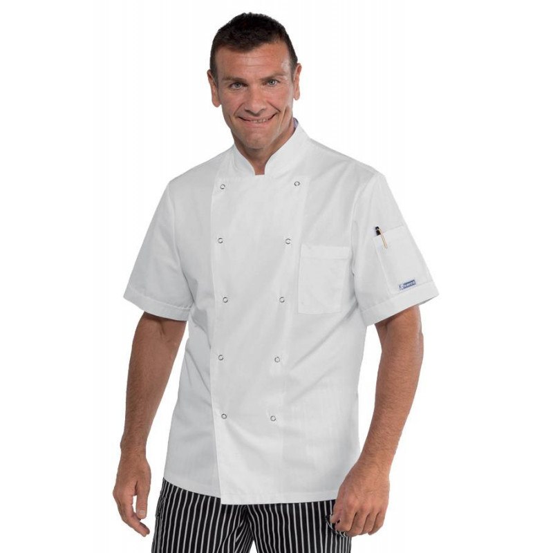 Veste de cuisine homme manches courtes LUCCA Blanc