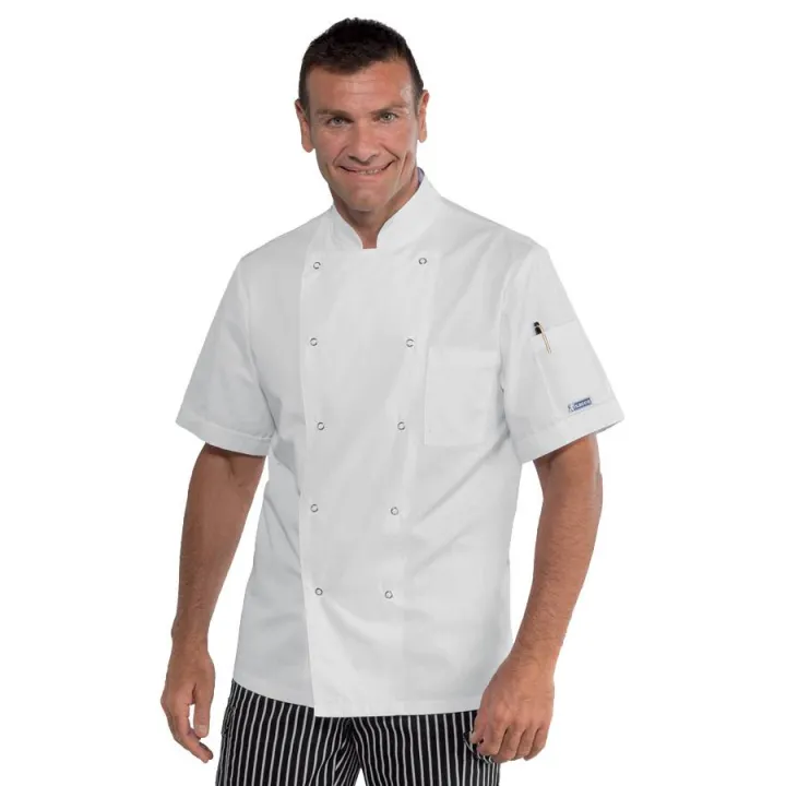 Veste de cuisine homme manches courtes LUCCA Blanc