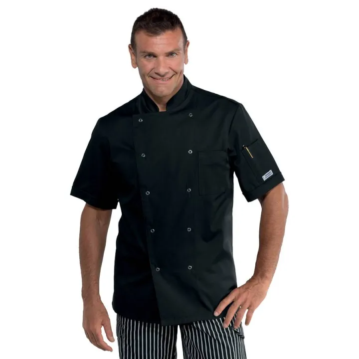 Veste de cuisine homme manches courtes LUCCA Noir