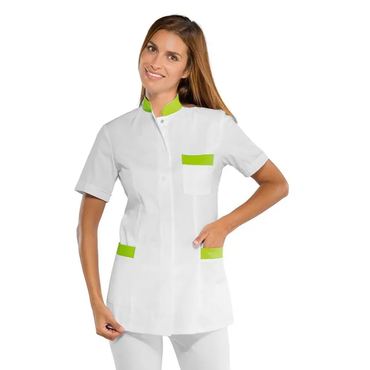 Tunique m&eacute;dicale manches courtes COSTA RICA Blanc Vert Melon