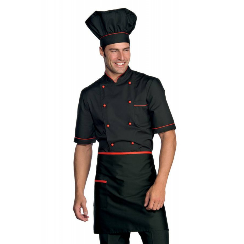 Veste de cuisine manches courtes ALICANTE DESTOCKÉES Noir Rouge