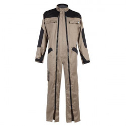 Combinaison de travail homme double zip SALVADOR Beige / Noir Face