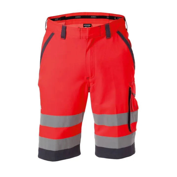 Bermuda de travail haute visibilit&eacute; LUCCA rouge gris