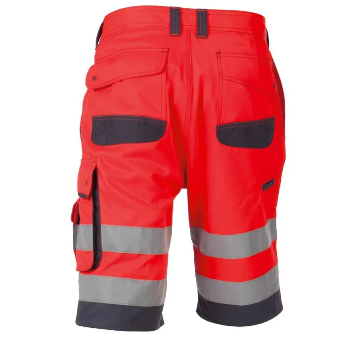 Bermuda de travail haute visibilit&eacute; LUCCA rouge gris