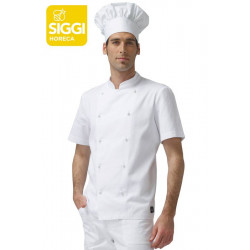 Veste de cuisine coton manches courtes ANTONIO blanche