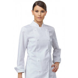 Veste de chef cuisinière manches longues AMABEL blanche