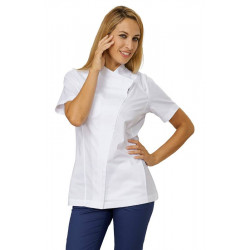 Tunique médicale femme à zip CHERRY blanche