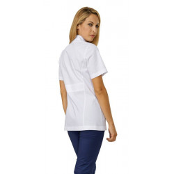 Tunique médicale femme à zip CHERRY blanche