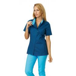 Tunique médicale femme à zip CHERRY bleue