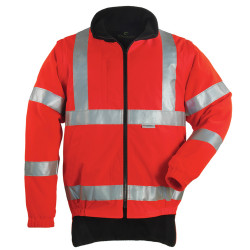 HIWAY HI-VIZ Parka de travail haute visibilité 4 en 1  doublure rouge