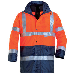 HIWAY HI-VIZ Parka de travail haute visibilité 4 en 1  orange marine