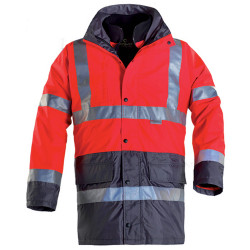 HIWAY HI-VIZ Parka de travail haute visibilité 4 en 1  rouge gris