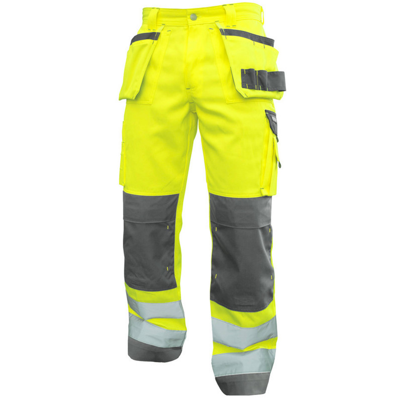 GLASGOW Pantalon de travail haute visibilité poches genoux jaune gris