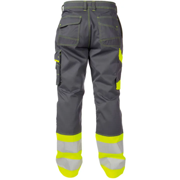 PHOENIX Pantalon de travail haute visibilit&eacute; multipoches gris jaune