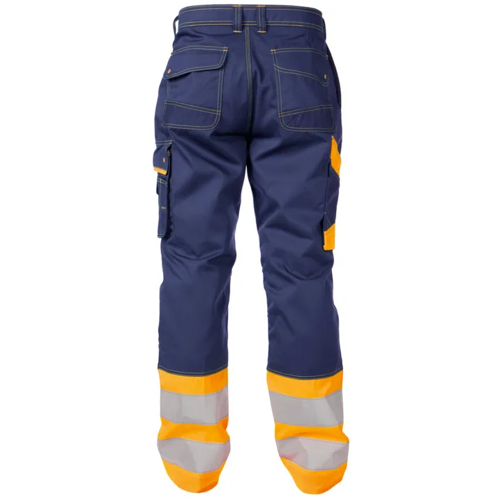 PHOENIX Pantalon de travail haute visibilit&eacute; multipoches marine orange