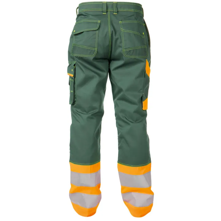 PHOENIX Pantalon de travail haute visibilit&eacute; multipoches vert orange