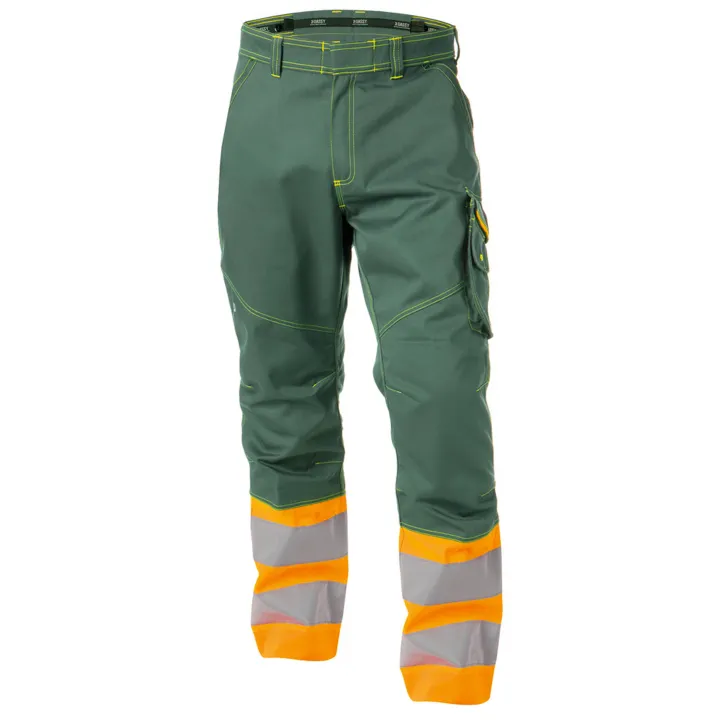 PHOENIX Pantalon de travail haute visibilit&eacute; multipoches vert orange