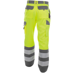 LANCASTER Pantalon de travail haute visibilité multipoche jaune gris