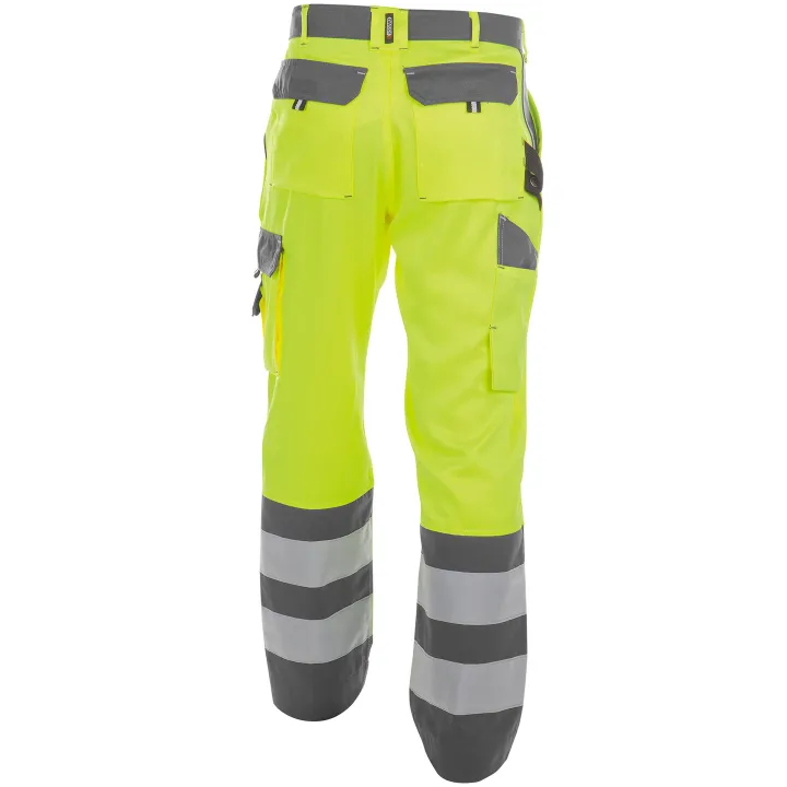 LANCASTER Pantalon de travail haute visibilit&eacute; multipoche jaune gris