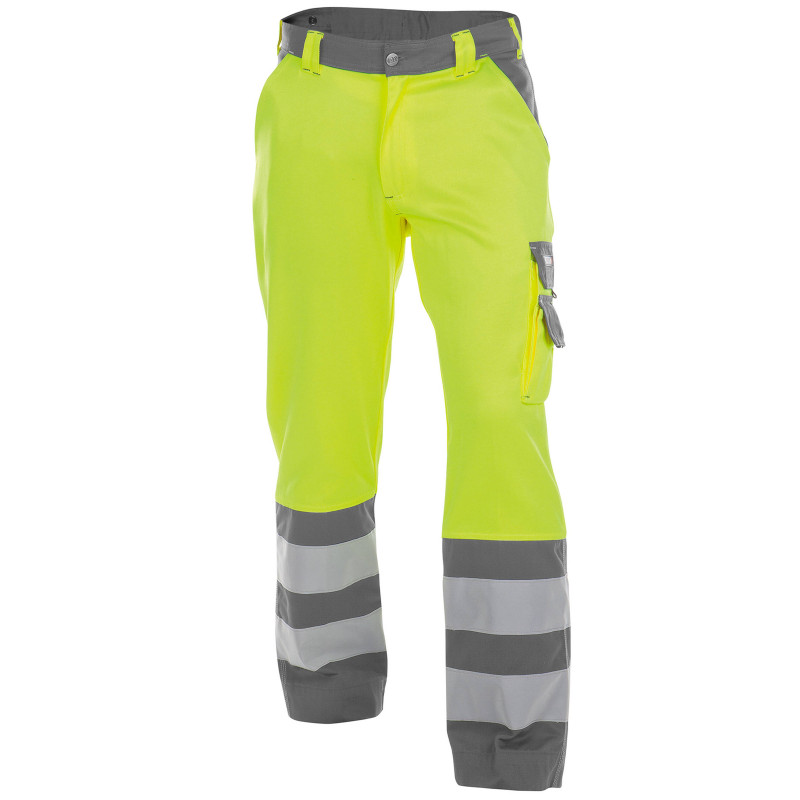 LANCASTER Pantalon de travail haute visibilité multipoche jaune gris