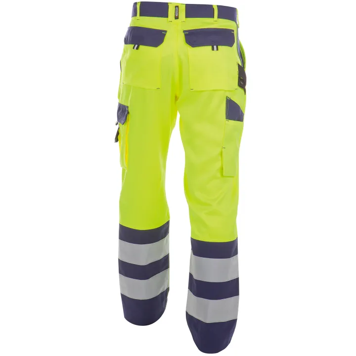 LANCASTER Pantalon de travail haute visibilit&eacute; multipoche jaune marine