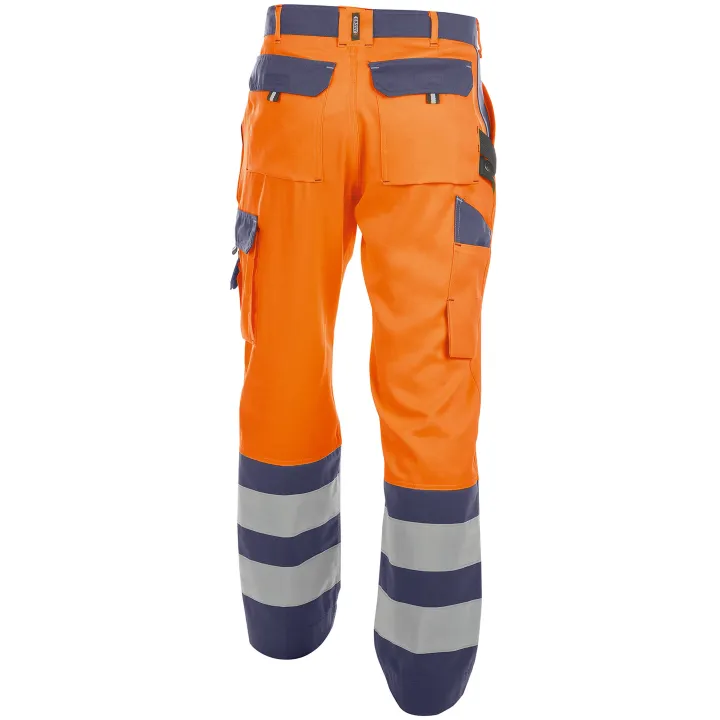 LANCASTER Pantalon de travail haute visibilit&eacute; multipoche orange marine